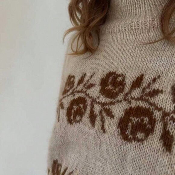 Khaki Casual Women's Thorn Rose French Turtleneck Sweater - Picture 5 of 5